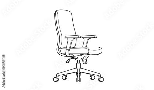 Office chair line art furniture vector illustration for coloring book