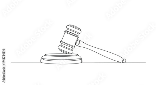 Gavel and Sounding Block, Simple Line Art for Justice