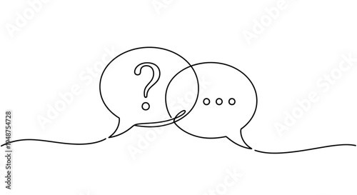 Question mark and ellipses in speech bubbles, line art