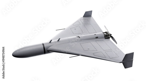 Fotografía A Shahed 136 loitering munition, known as a kamikaze drone, isolated on a transparent background for versatile design