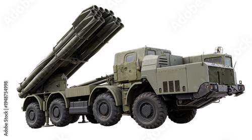 Fotografía Powerful multiple rocket launcher system (MLRS) vehicle, a formidable military truck designed for defense and conflict