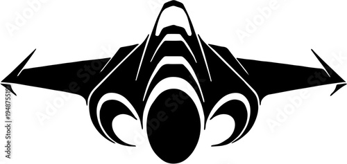 vector illustration of a silhouette of a fighter plane icon, isolated on white