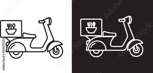 Delivery scooters with food boxes side view