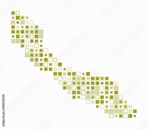Curacao, shape of the country build of colored cells. Digital style map of the Curacao on white background. Large size square blocks. Awesome vector illustration.