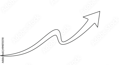 Arrow pointing upwards on a wavy line, symbolizing growth