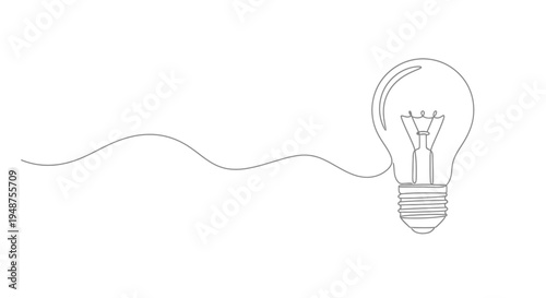Single line drawing of a light bulb