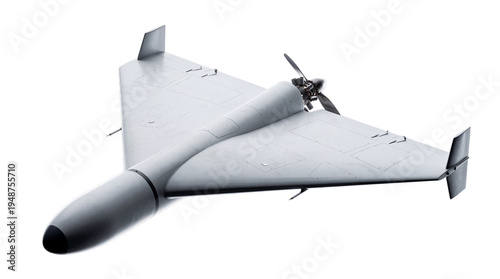 Foto Modern kamikaze drone or loitering munition with delta wing design isolated on transparent background