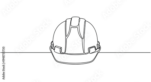 Construction hard hat on a horizontal line, minimalist