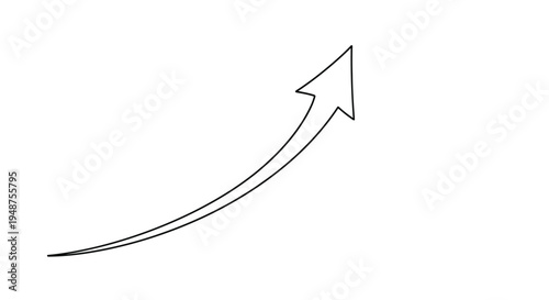 Billede på lærred Curved upward arrow indicating progress, single line art