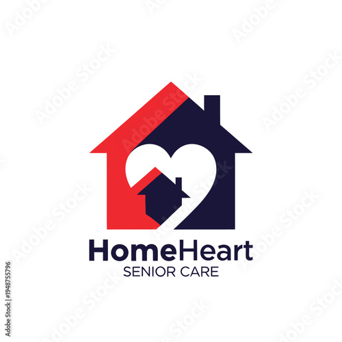 House heart negative space icon for nursing home senior care logo HomeHeart Senior Care