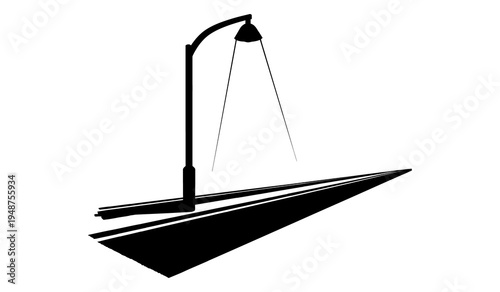 Εκτύπωση καμβά Vector silhouette of a modern lamp post illuminating a highway at night