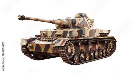 Cuadro en lienzo A vintage German Panzer IV tank, a historical World War Two military vehicle in desert camouflage