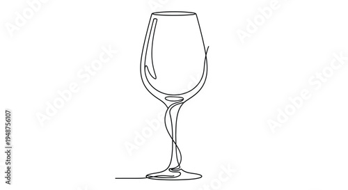 Elegant Wine Glass with Swirl, Minimalist Line Art