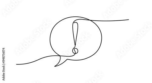 Exclamation Mark Speech Bubble, Line Art Alert