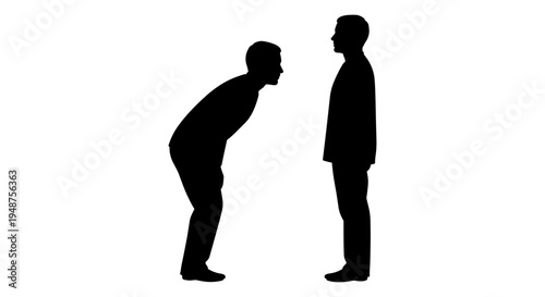 A contrast between a small figure and a tall figure standing side by side in silhouette Vector, illustration