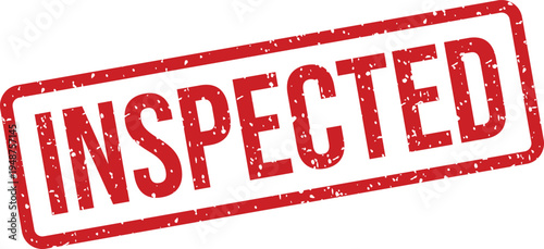 A classic red rubber stamp displaying the word INSPECTED with a gritty texture on a clean white surface