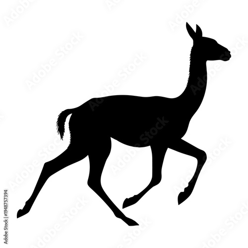 Silhouette of a Running Deer, Elegant Wildlife Vector.