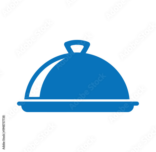blue serving dish with lid and handle on a white background