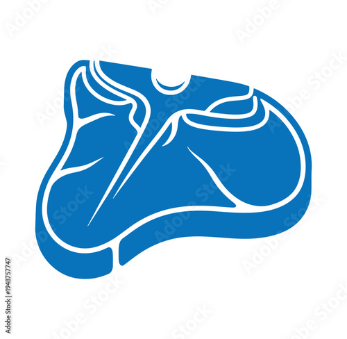 blue silhouette of a raw pork shoulder cut  meat  food