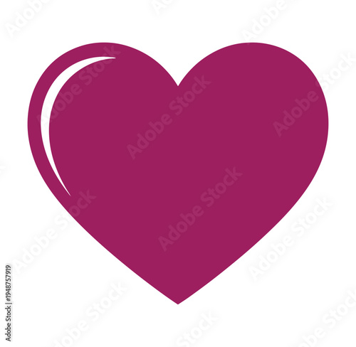 Free Download Large pink heart shape with a shiny highlight on white background - GFXLoad