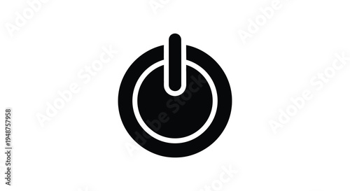 A stark black circular design with a central vertical element presented as a silhouette high quality