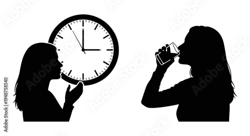 Contrast of patience and impatience depicted through time and technology Vector, illustration