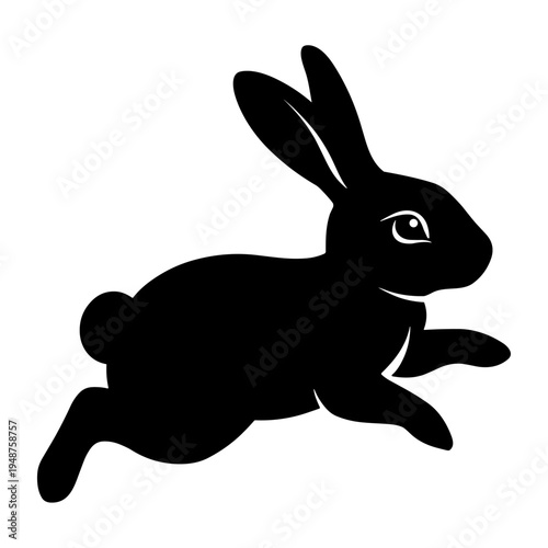 Silhouette of a Black Rabbit Running.