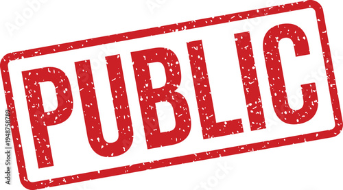 A prominent red grunge public rubber stamp mark on a clean white background