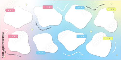 Cute pastel abstract blob frames for web design and social media UI elements vector set