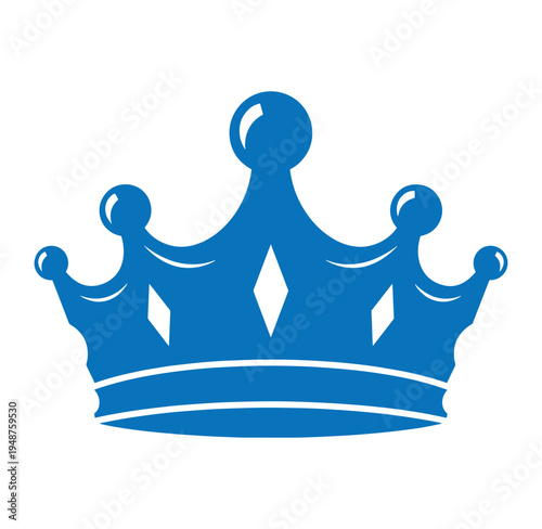Blue crown icon with white highlights on plain white background