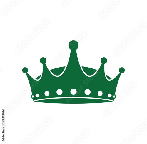 Green crown symbol icon for royalty or nobility concept