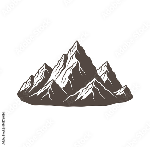 illustration of mountain range with snow and rocky peaks