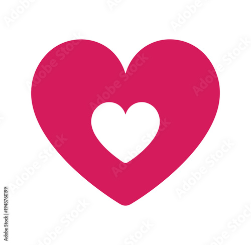 Pink heart shape icon with smaller white heart inside  symbol of love