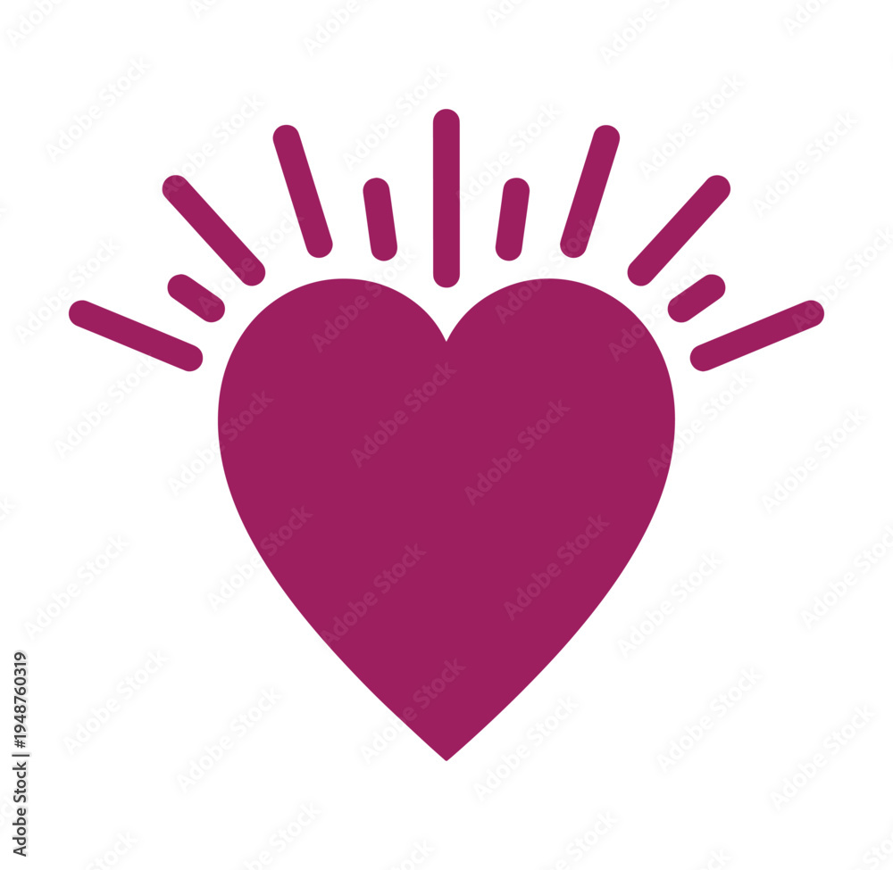 Obraz premium Pink heart symbol with radiating lines on white background