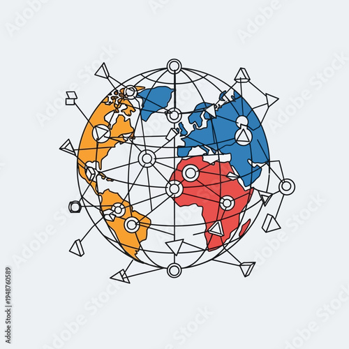 Illustration depicting a connected global network, showcasing interconnectedness and communication.