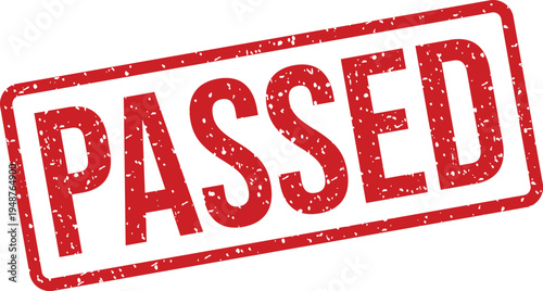 Red rectangular rubber stamp impression displaying the word PASSED prominently on a clean white background