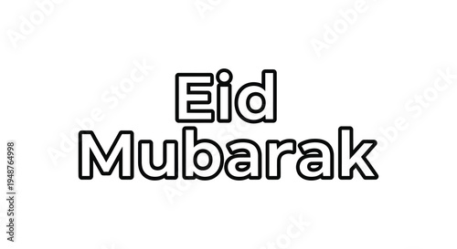 A bold black and white graphic illustration featuring the text Eid Mubarak as a striking silhouette high quality