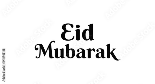 Elegant cursive lettering spells Eid Mubarak against a white background a striking silhouette high quality professional