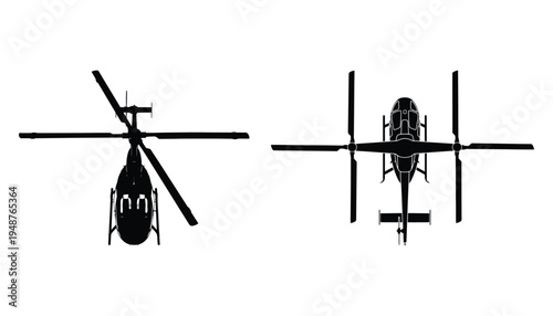 Battlefield Medic Silhouette: Military Helicopter and Rescue Aircraft