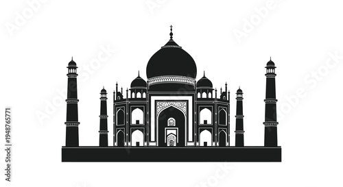 A striking black silhouette of the taj mahal india s iconic monument beautifully rendered as a silhouette