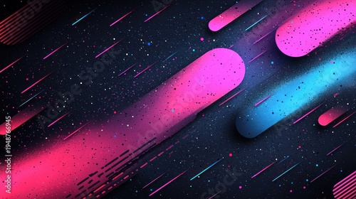 Abstract cosmic streaks, vibrant colors, dark background, design element