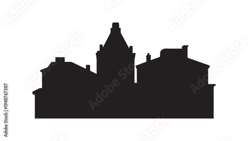 black color city of silhouette vector illustration, solid white background