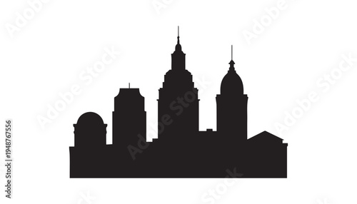 black color city of silhouette vector illustration, solid white background