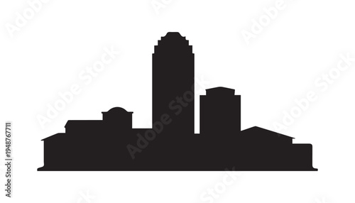 black color city of silhouette vector illustration, solid white background