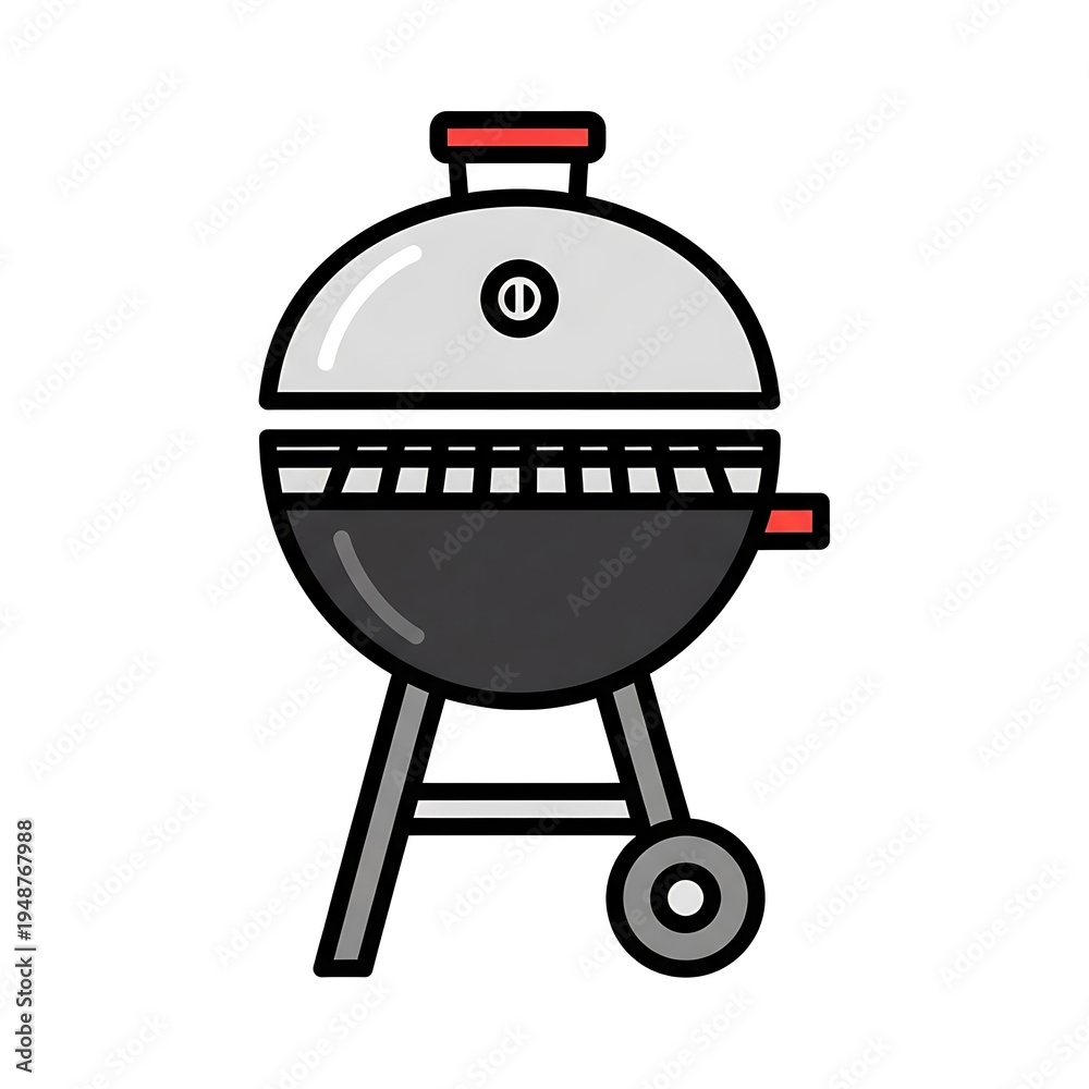 Fototapeta premium Barbecue grill with red handle.