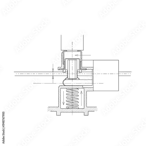 Technical diagram of cord stop mechanism isolated on white background with detailed spring and tension components