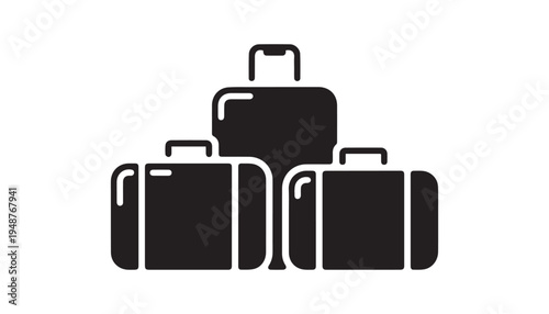 black color suitcase set of silhouette vector illustration, solid white background