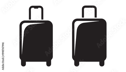 black color suitcase set of silhouette vector illustration, solid white background