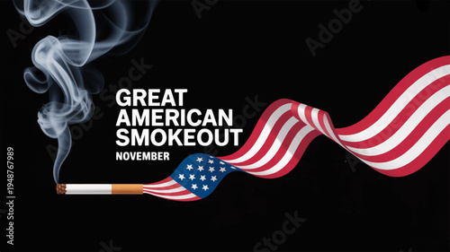 American flag wrapped cigarette smoke great american smokeout november awareness campaign