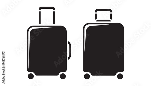 black color suitcase set of silhouette vector illustration, solid white background